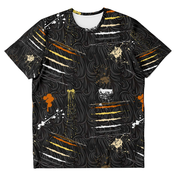 65 MCMLXV Men's LGBT Bear Pride Flag Scratches and Splatter Fur Print T-Shirt - 65mcmlxv