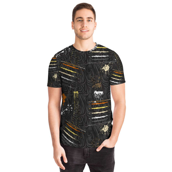 65 MCMLXV Men's LGBT Bear Pride Flag Scratches and Splatter Fur Print T-Shirt - 65mcmlxv