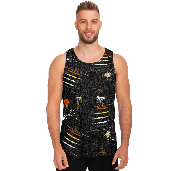 65 MCMLXV Men's LGBT Bear Pride Flag Scratches and Splatter Fur Print Tank Top - 65mcmlxv