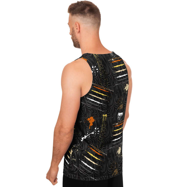 65 MCMLXV Men's LGBT Bear Pride Flag Scratches and Splatter Fur Print Tank Top - 65mcmlxv