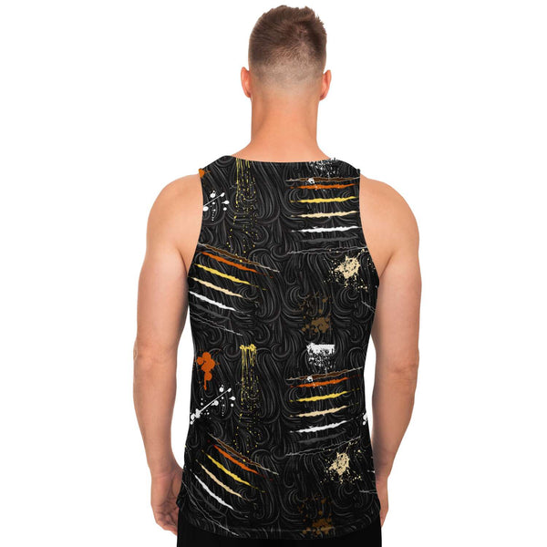 65 MCMLXV Men's LGBT Bear Pride Flag Scratches and Splatter Fur Print Tank Top - 65mcmlxv