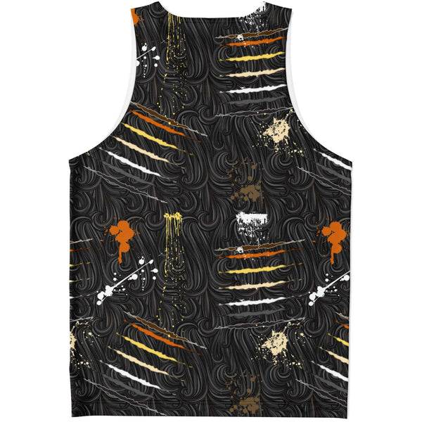65 MCMLXV Men's LGBT Bear Pride Flag Scratches and Splatter Fur Print Tank Top - 65mcmlxv