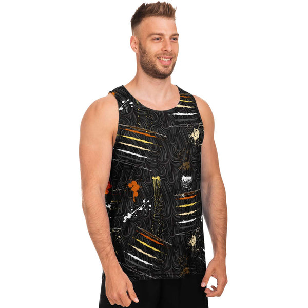 65 MCMLXV Men's LGBT Bear Pride Flag Scratches and Splatter Fur Print Tank Top - 65mcmlxv