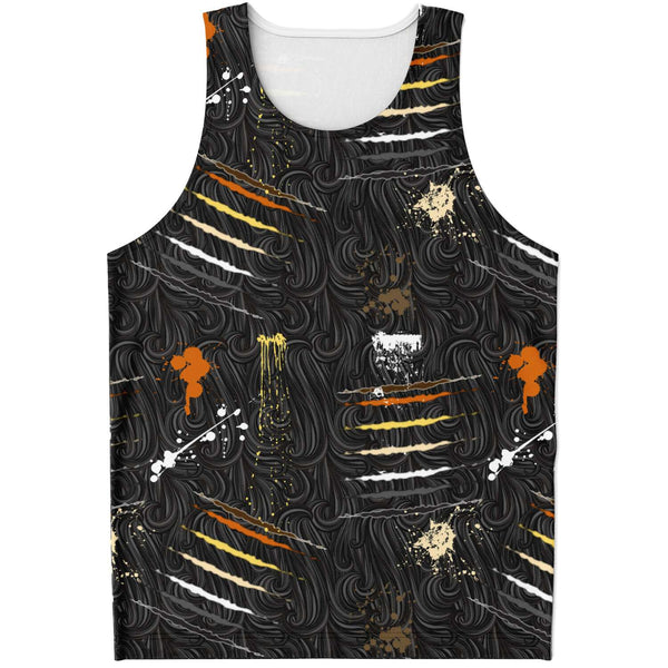 65 MCMLXV Men's LGBT Bear Pride Flag Scratches and Splatter Fur Print Tank Top - 65mcmlxv