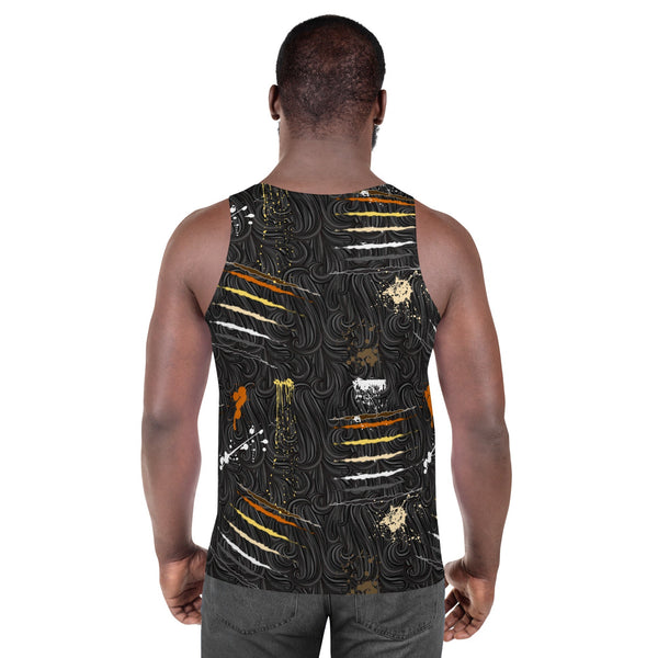 65 MCMLXV Men's LGBT Bear Pride Flag Scratches and Splatter Fur Print Tank Top - 65mcmlxv