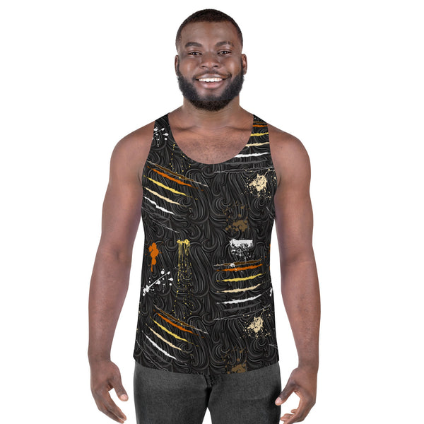 65 MCMLXV Men's LGBT Bear Pride Flag Scratches and Splatter Fur Print Tank Top - 65mcmlxv