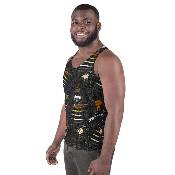 65 MCMLXV Men's LGBT Bear Pride Flag Scratches and Splatter Fur Print Tank Top - 65mcmlxv
