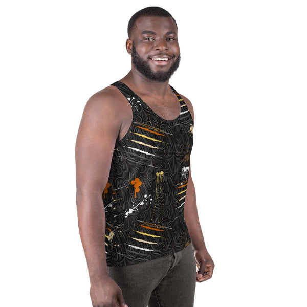 65 MCMLXV Men's LGBT Bear Pride Flag Scratches and Splatter Fur Print Tank Top - 65mcmlxv