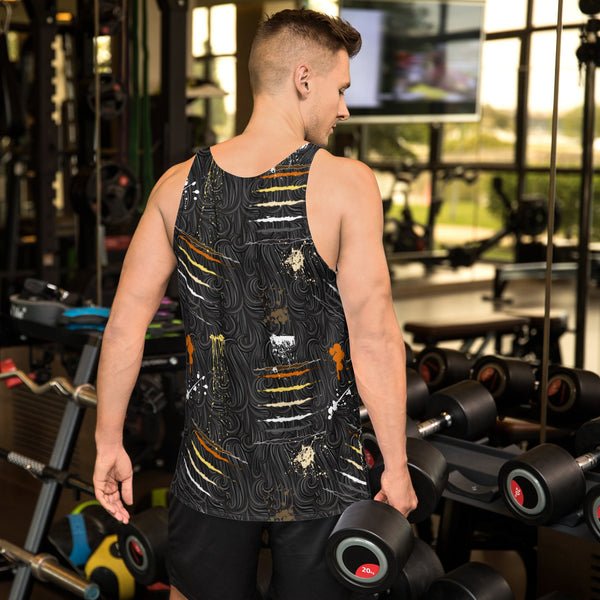 65 MCMLXV Men's LGBT Bear Pride Flag Scratches and Splatter Fur Print Tank Top - 65mcmlxv