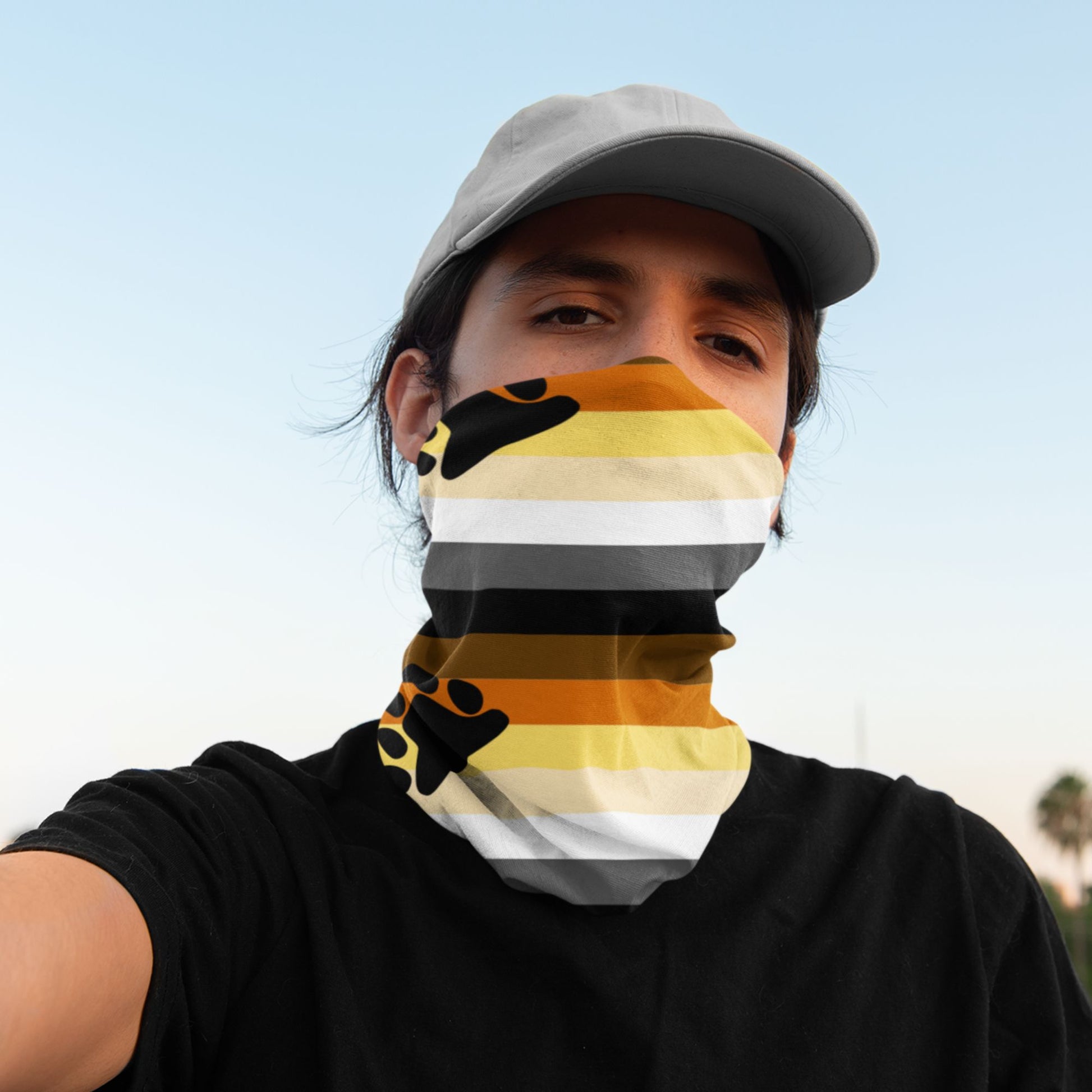 65 MCMLXV Men's LGBT Pride Bear Flag Print Neck Gaiter Balaclava - 65mcmlxv