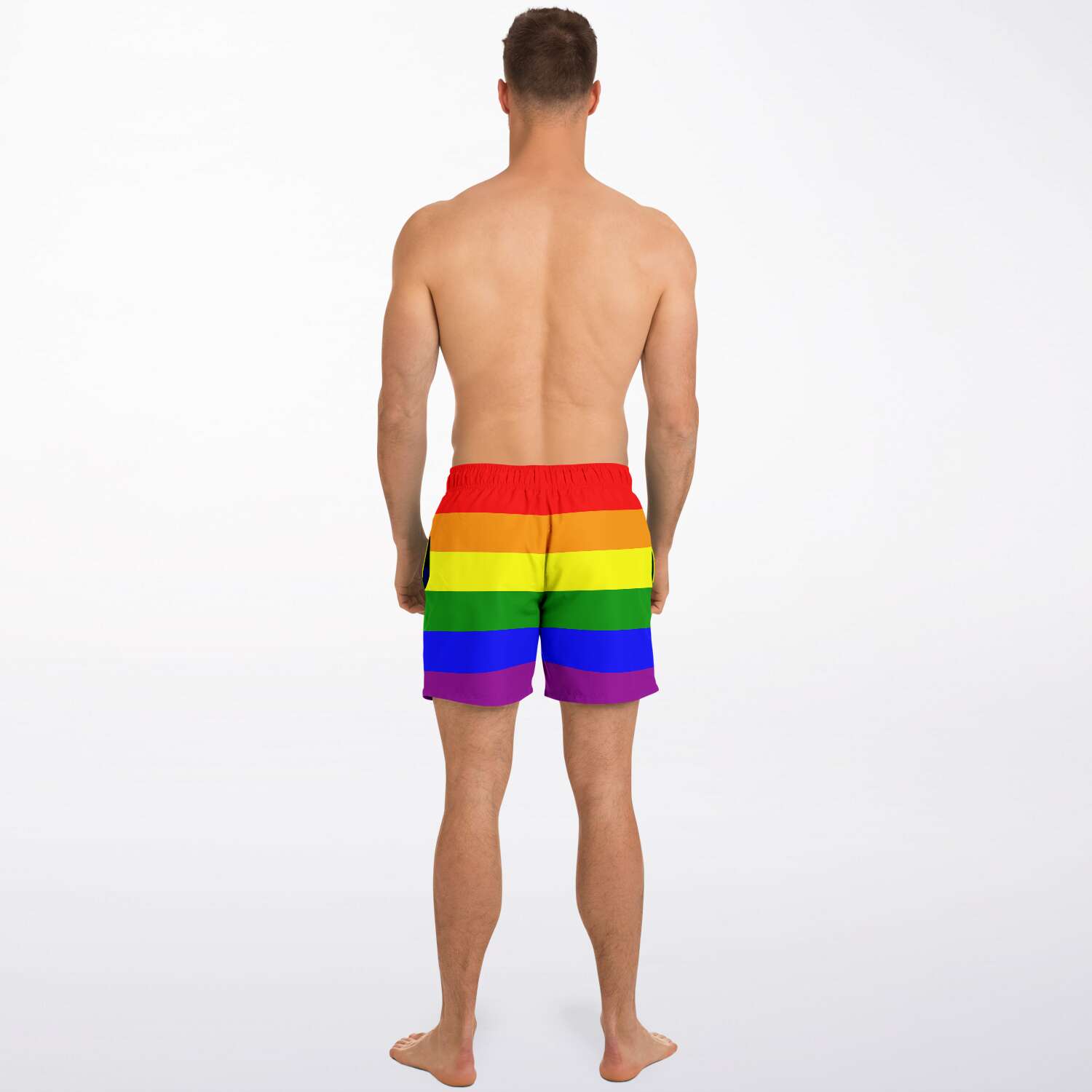 65 MCMLXV Men's LGBT Pride Rainbow Flag Print Swim Trunk - 65mcmlxv