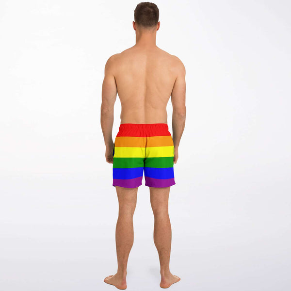 65 MCMLXV Men's LGBT Pride Rainbow Flag Print Swim Trunk - 65mcmlxv