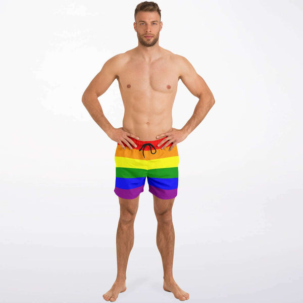 65 MCMLXV Men's LGBT Pride Rainbow Flag Print Swim Trunk - 65mcmlxv