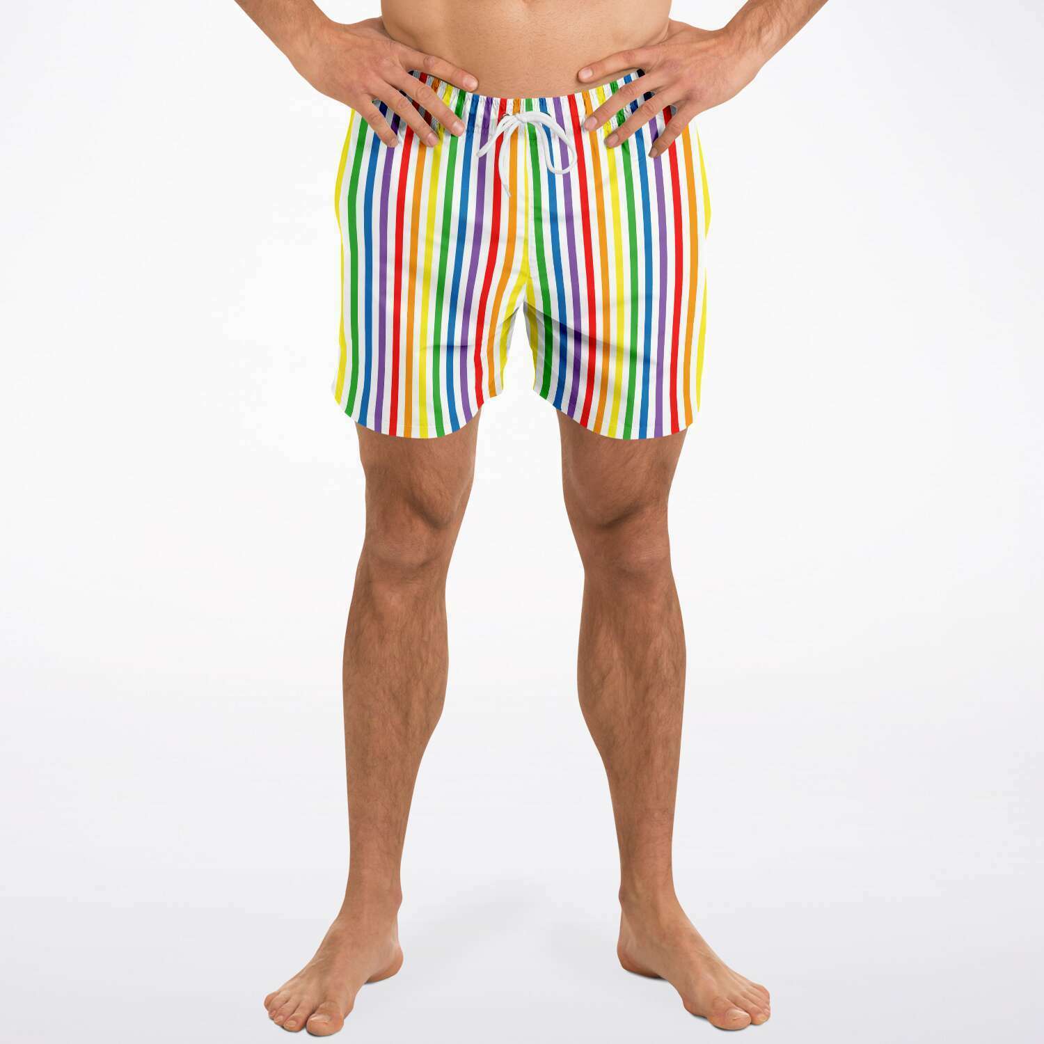 65 MCMLXV Men's LGBT Pride Rainbow Stripe Print Swim Trunk - 65mcmlxv