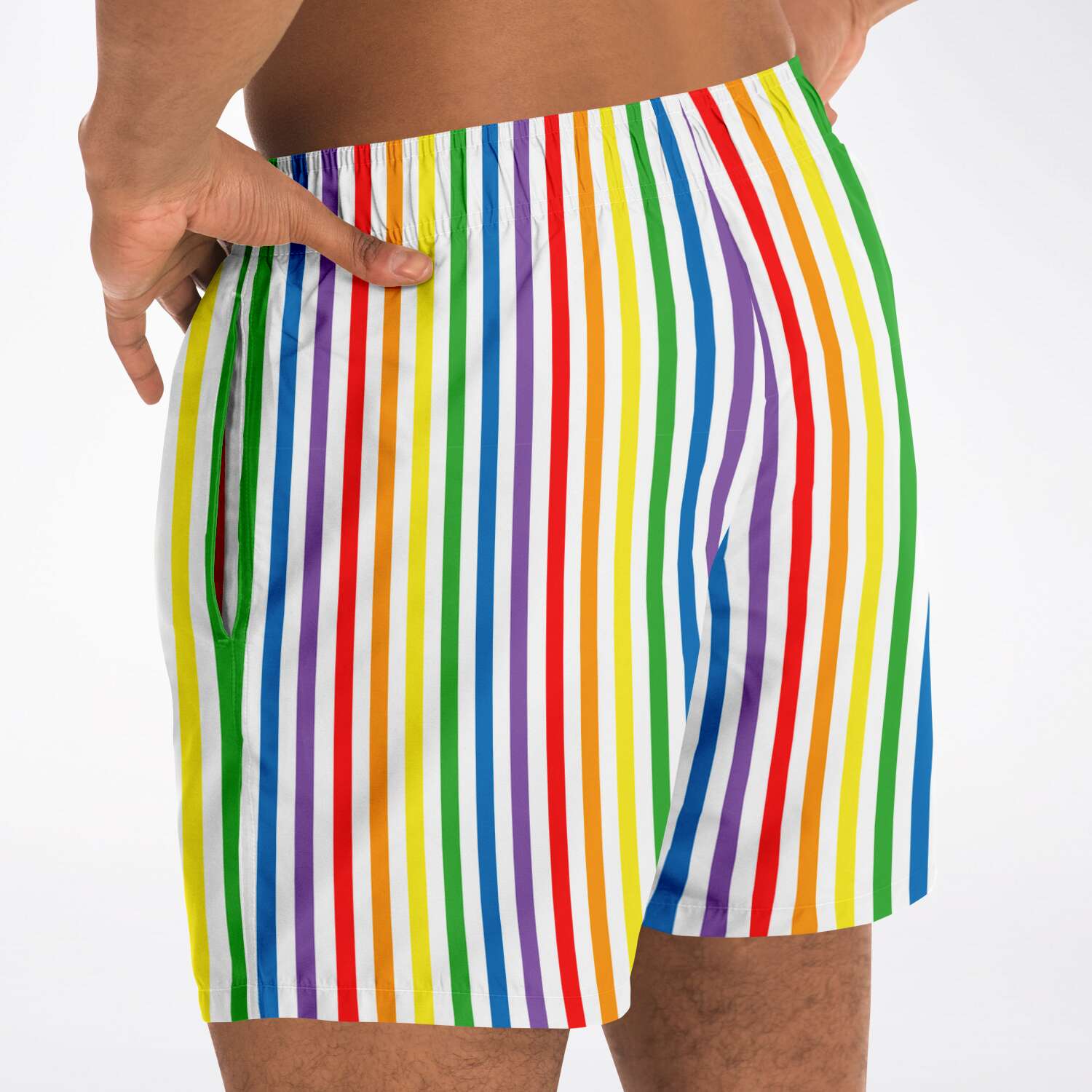 65 MCMLXV Men's LGBT Pride Rainbow Stripe Print Swim Trunk - 65mcmlxv