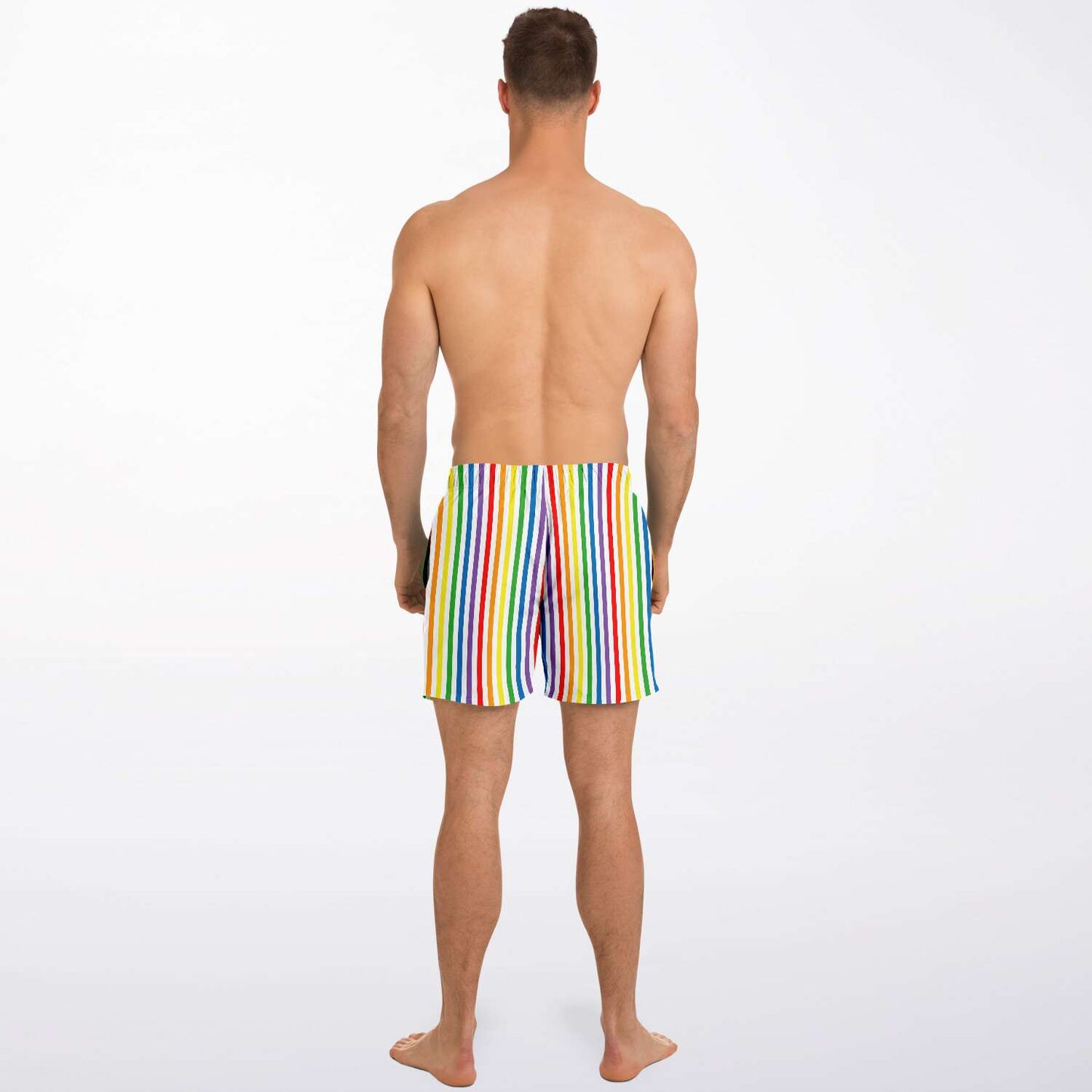 65 MCMLXV Men's LGBT Pride Rainbow Stripe Print Swim Trunk - 65mcmlxv