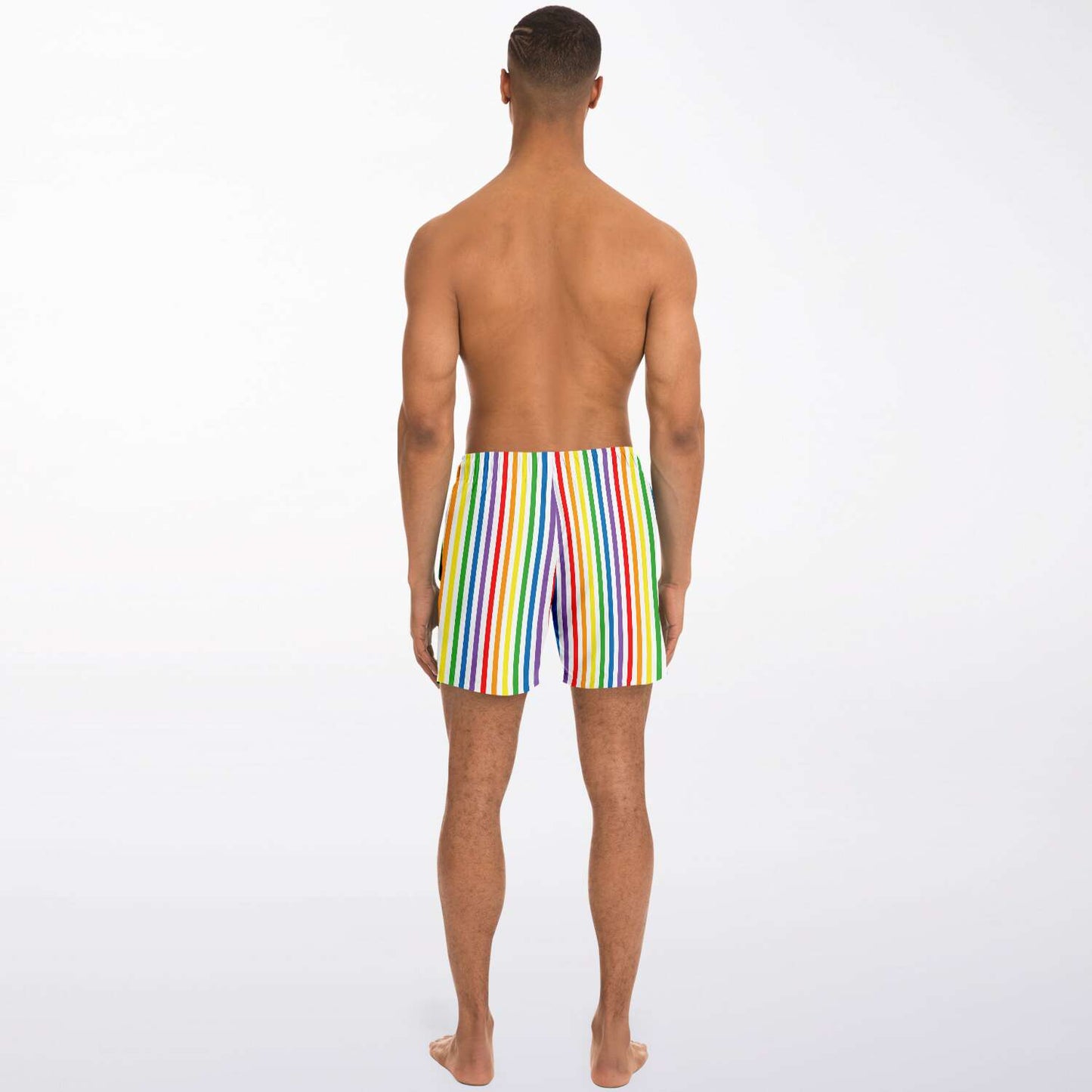 65 MCMLXV Men's LGBT Pride Rainbow Stripe Print Swim Trunk - 65mcmlxv