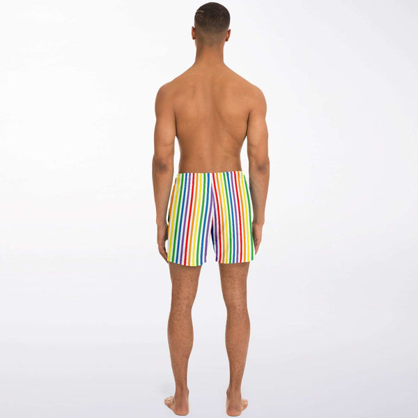 65 MCMLXV Men's LGBT Pride Rainbow Stripe Print Swim Trunk - 65mcmlxv