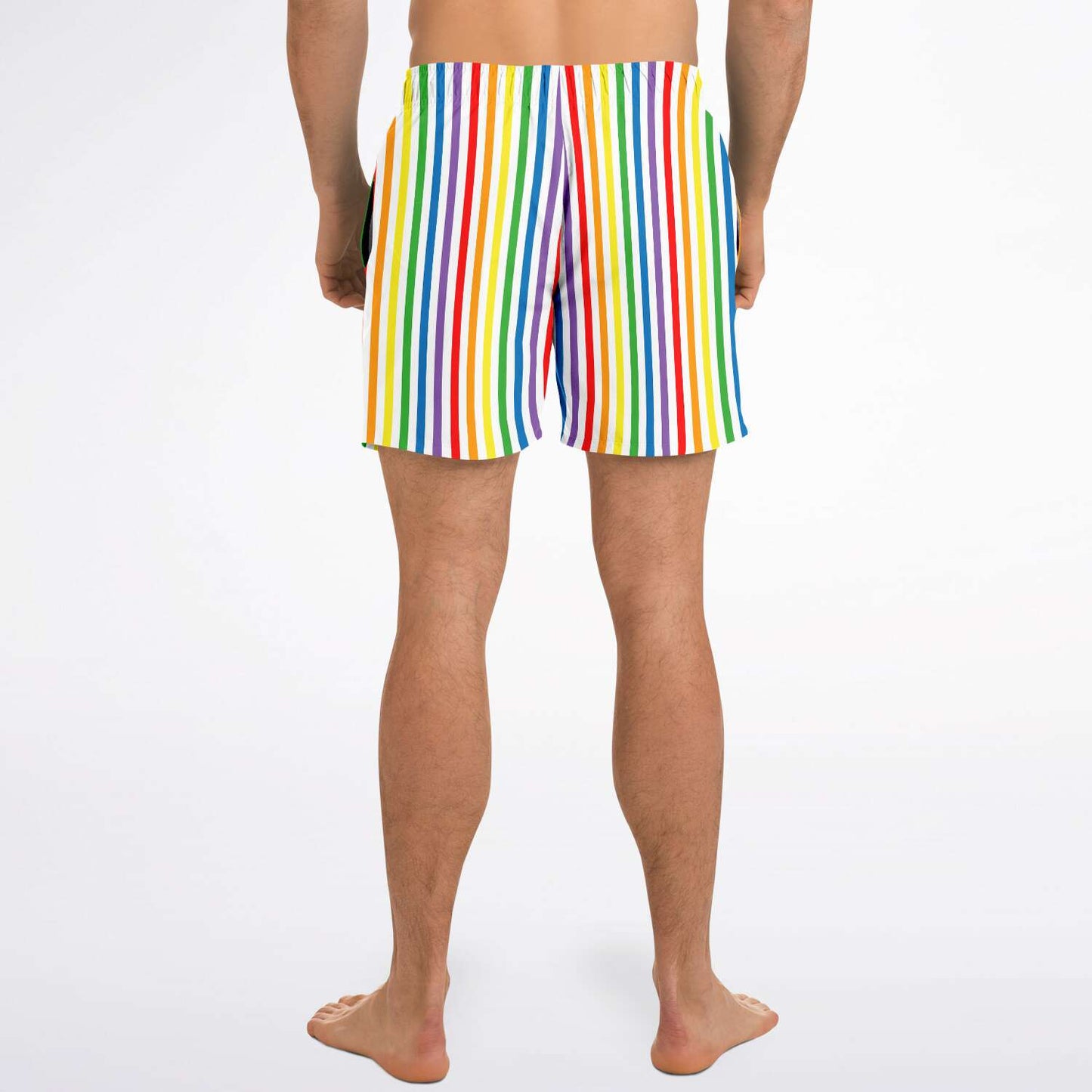 65 MCMLXV Men's LGBT Pride Rainbow Stripe Print Swim Trunk - 65mcmlxv