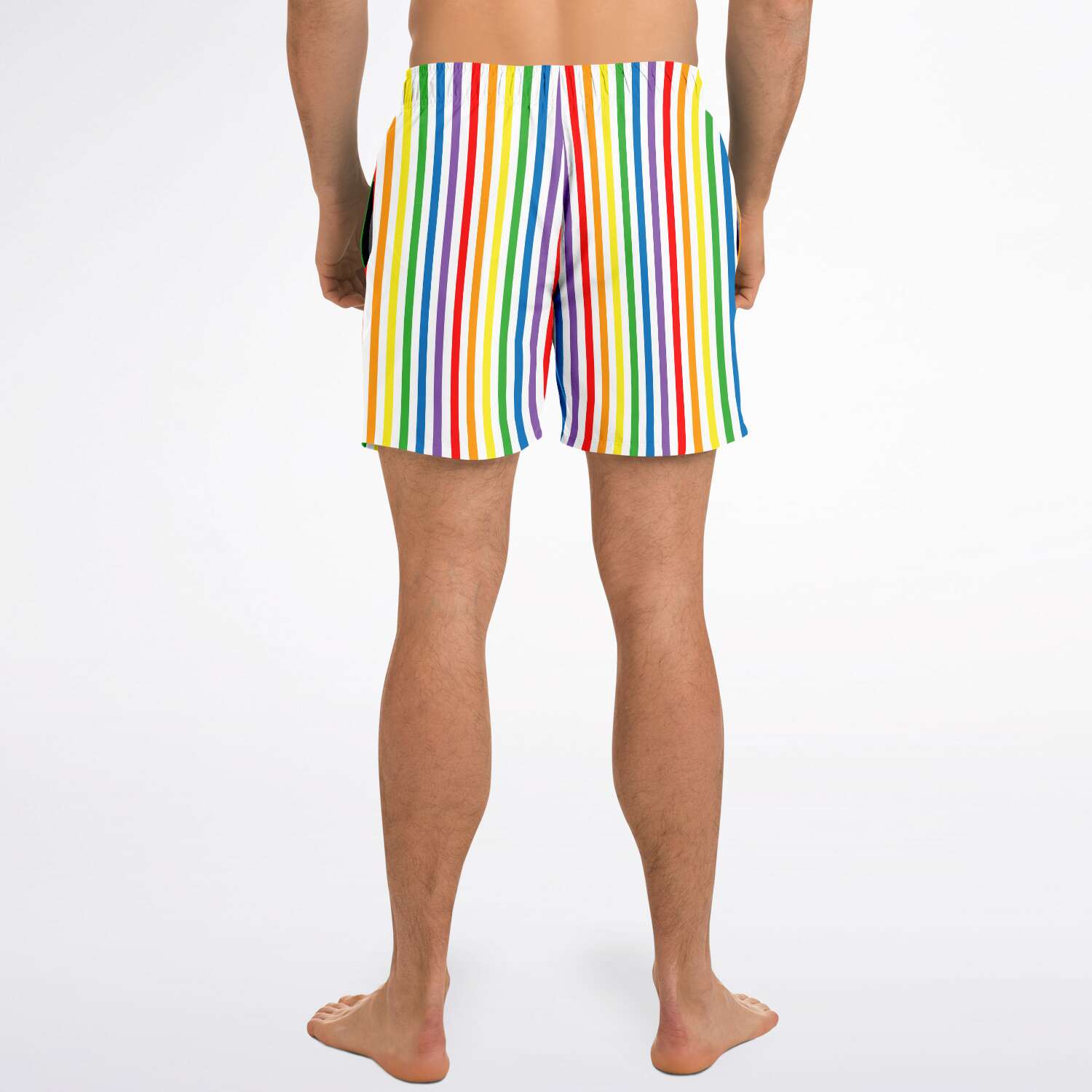 65 MCMLXV Men's LGBT Pride Rainbow Stripe Print Swim Trunk - 65mcmlxv