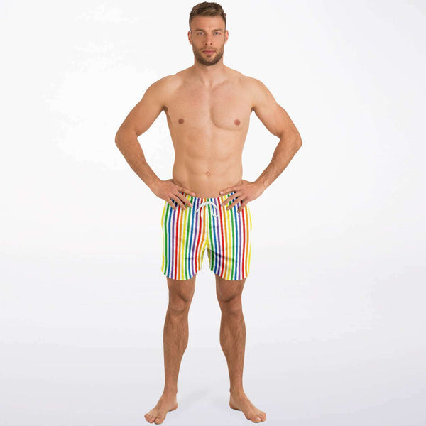 65 MCMLXV Men's LGBT Pride Rainbow Stripe Print Swim Trunk - 65mcmlxv
