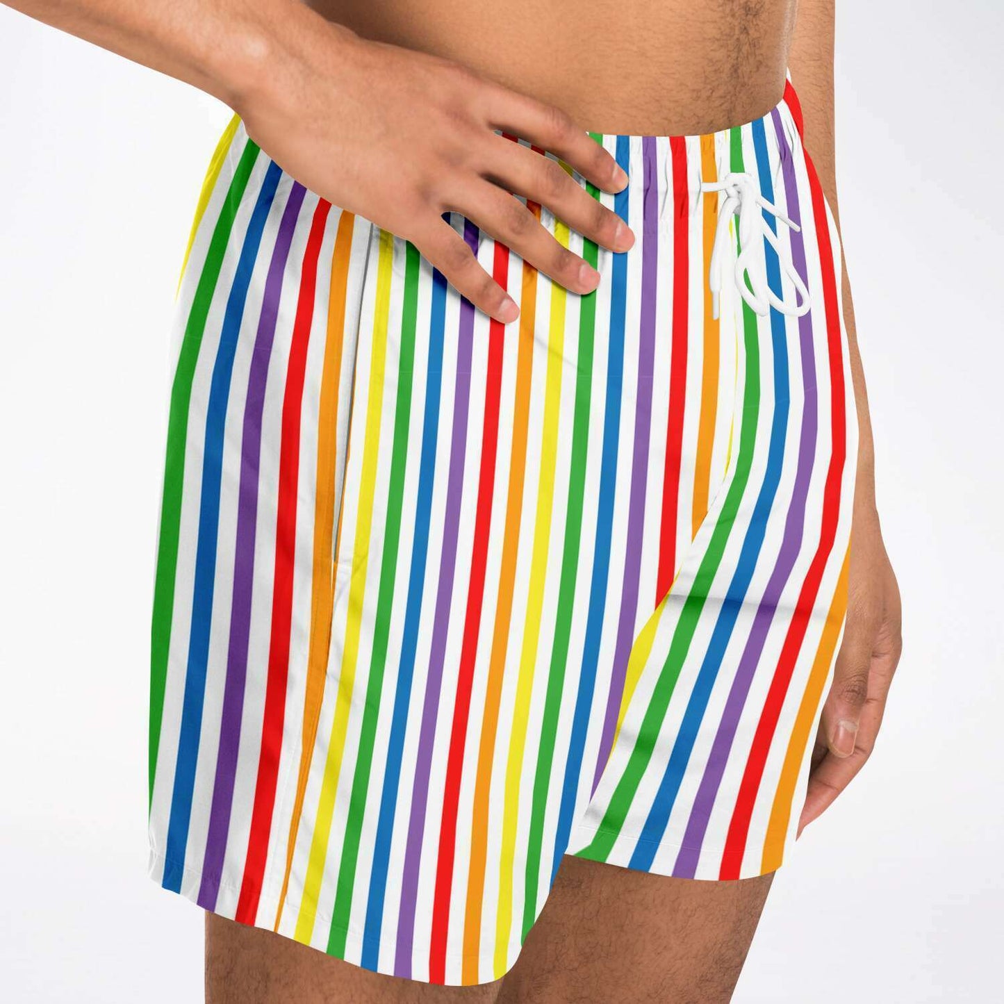 65 MCMLXV Men's LGBT Pride Rainbow Stripe Print Swim Trunk - 65mcmlxv