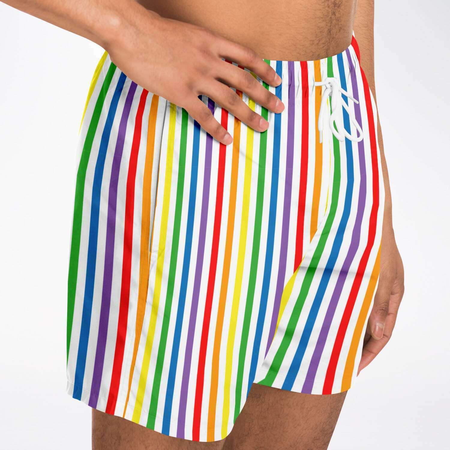 65 MCMLXV Men's LGBT Pride Rainbow Stripe Print Swim Trunk - 65mcmlxv