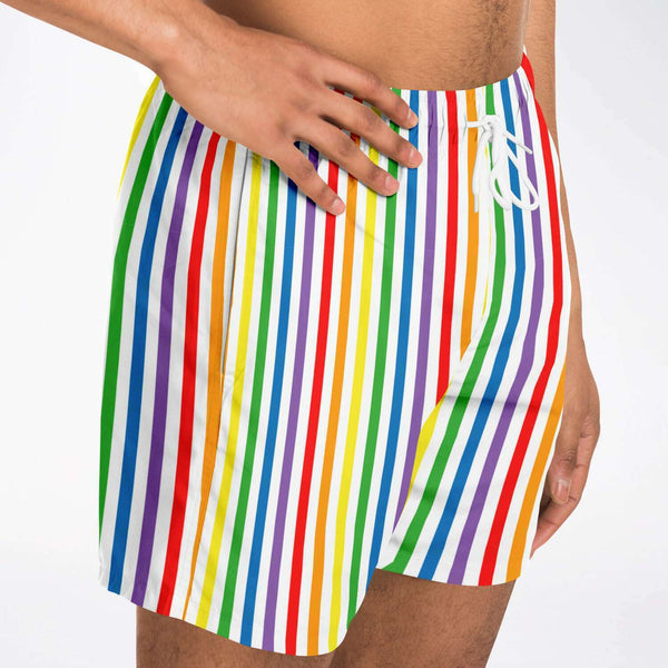 65 MCMLXV Men's LGBT Pride Rainbow Stripe Print Swim Trunk - 65mcmlxv