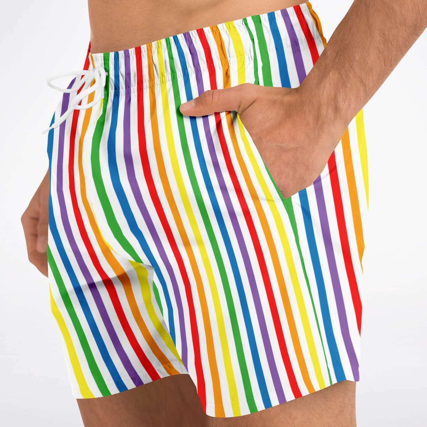 65 MCMLXV Men's LGBT Pride Rainbow Stripe Print Swim Trunk - 65mcmlxv