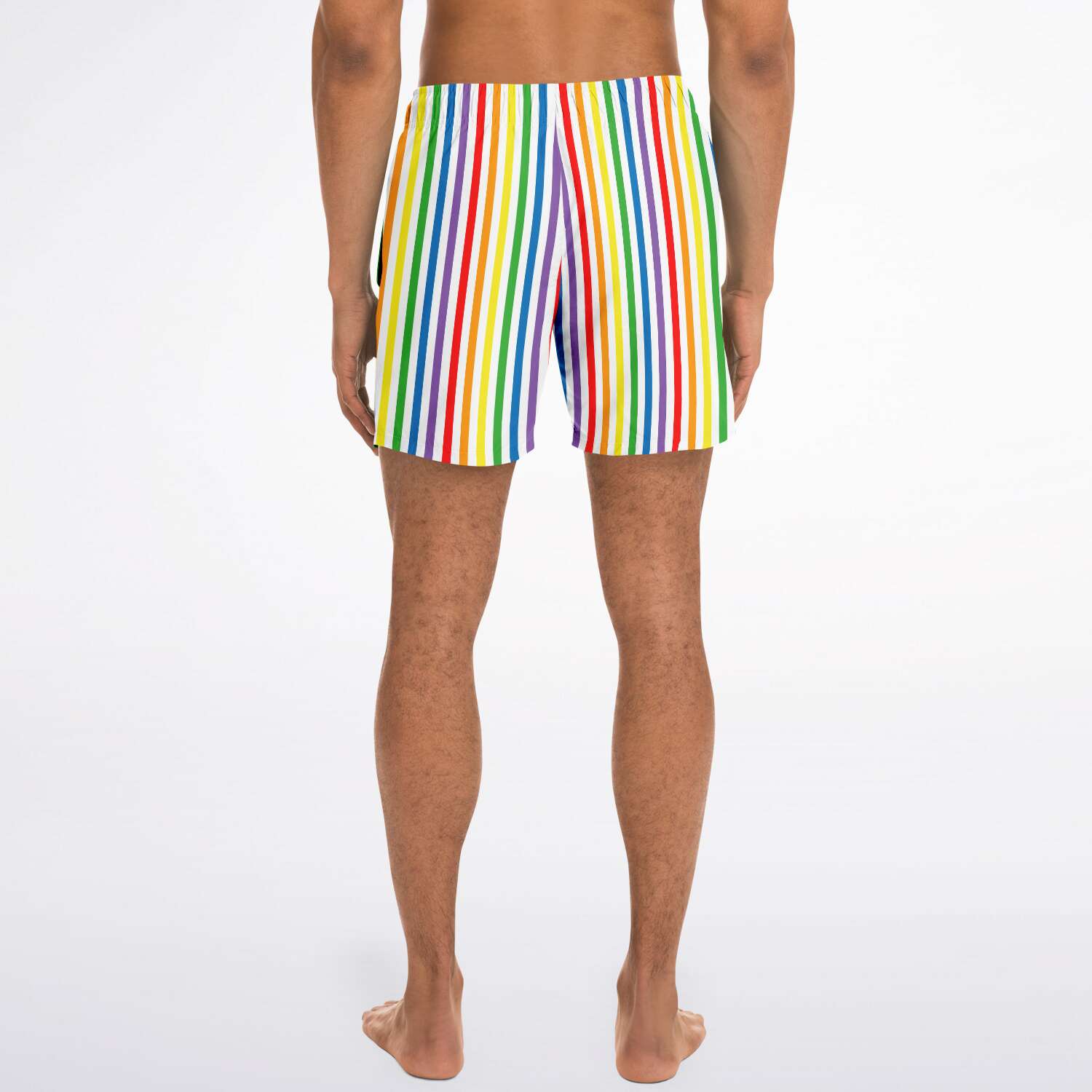 65 MCMLXV Men's LGBT Pride Rainbow Stripe Print Swim Trunk - 65mcmlxv