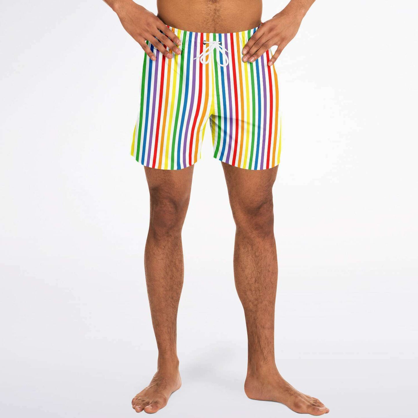 65 MCMLXV Men's LGBT Pride Rainbow Stripe Print Swim Trunk - 65mcmlxv