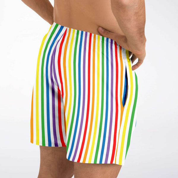 65 MCMLXV Men's LGBT Pride Rainbow Stripe Print Swim Trunk - 65mcmlxv