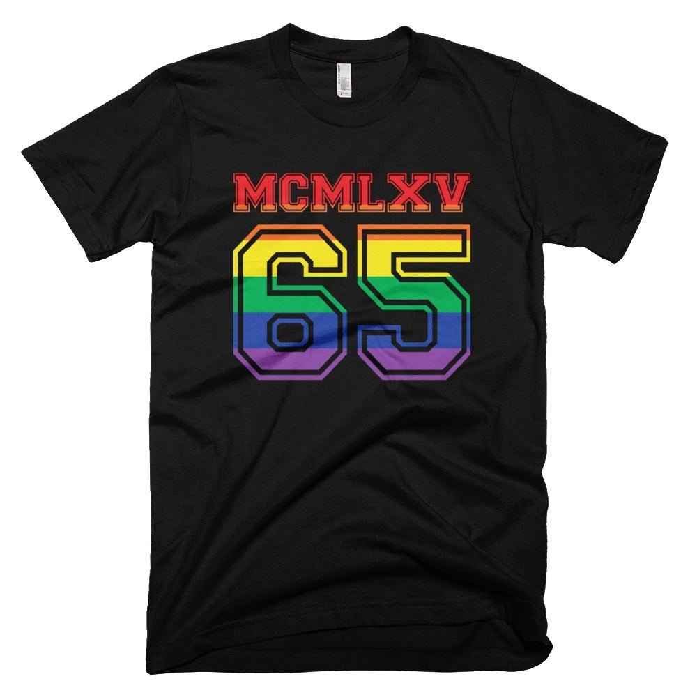 65 MCMLXV Men's LGBT Pride Varsity Logo Graphic T-Shirt