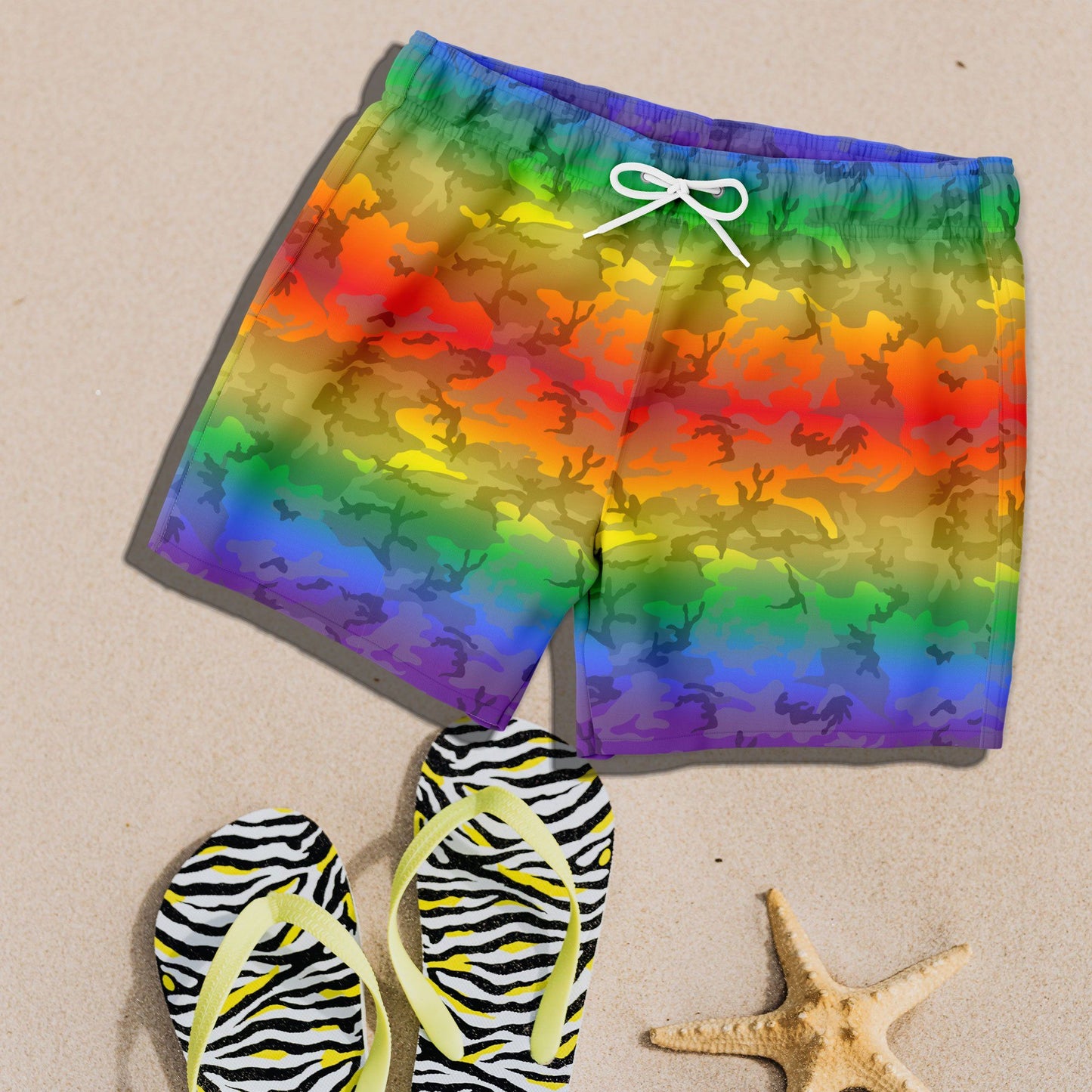 65 MCMLXV Men's LGBT Rainbow Camouflage Print Swim Trunk - 65mcmlxv