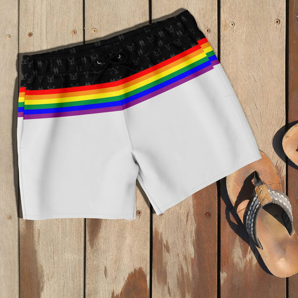 65 MCMLXV Men's LGBT Rainbow Flag Stripe Print Swim Trunk - 65mcmlxv