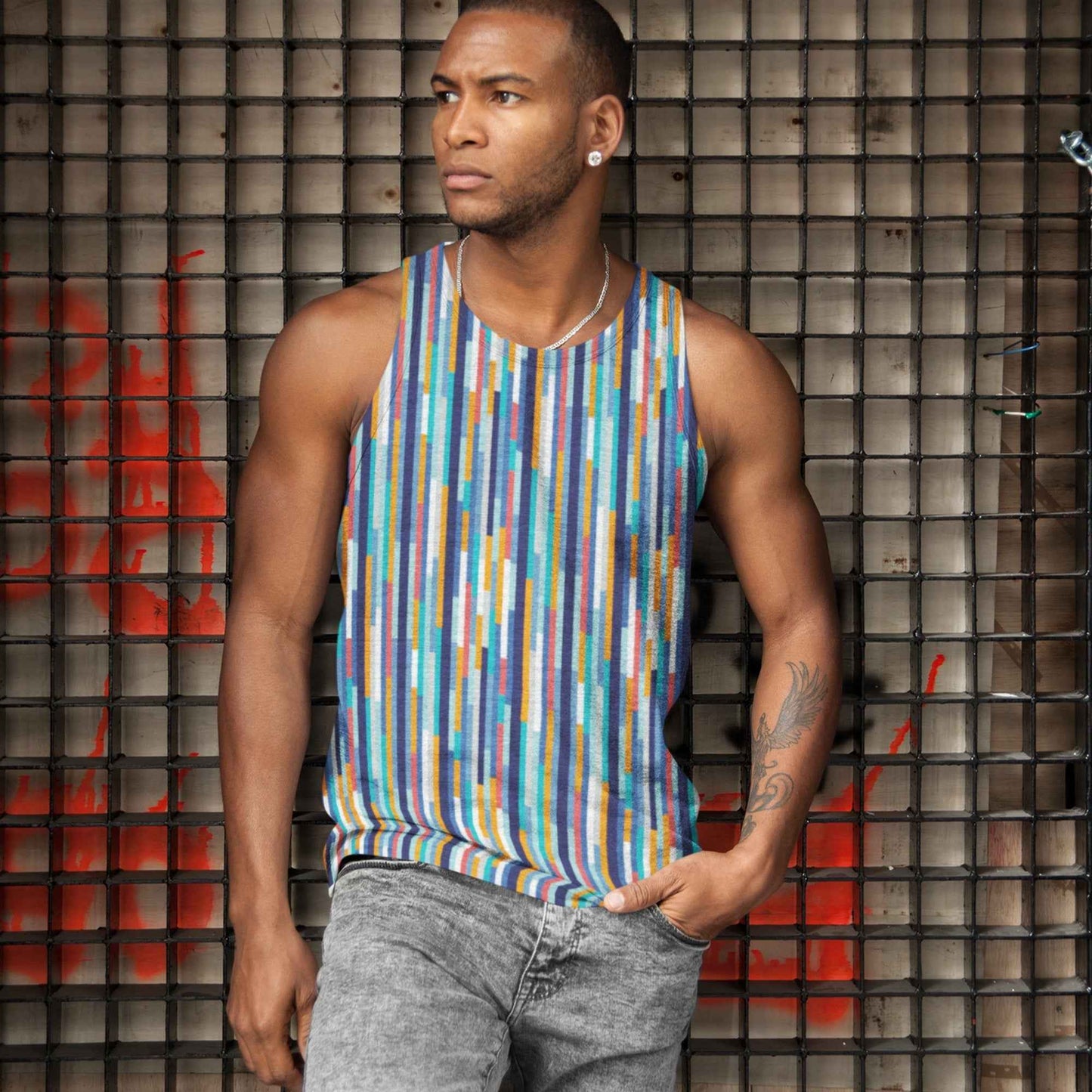 65 MCMLXV Men's Multi-Color Tile Print Tank Top