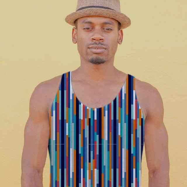 65 MCMLXV Men's Multi-Color Tile Print Tank Top