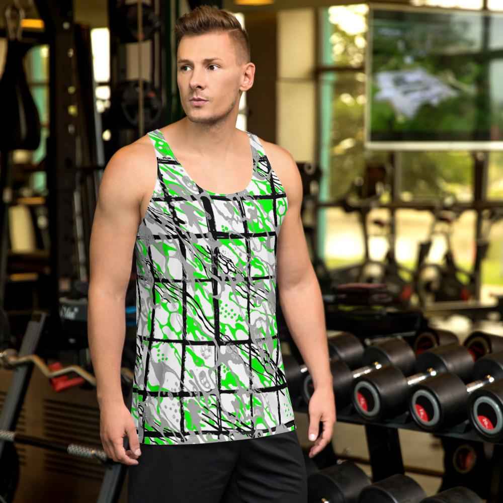 65 MCMLXV Men's Paint Splatter Camouflage Plaid Tank Top