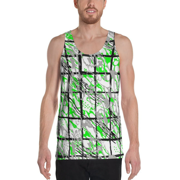 65 MCMLXV Men's Paint Splatter Camouflage Plaid Tank Top - 65mcmlxv