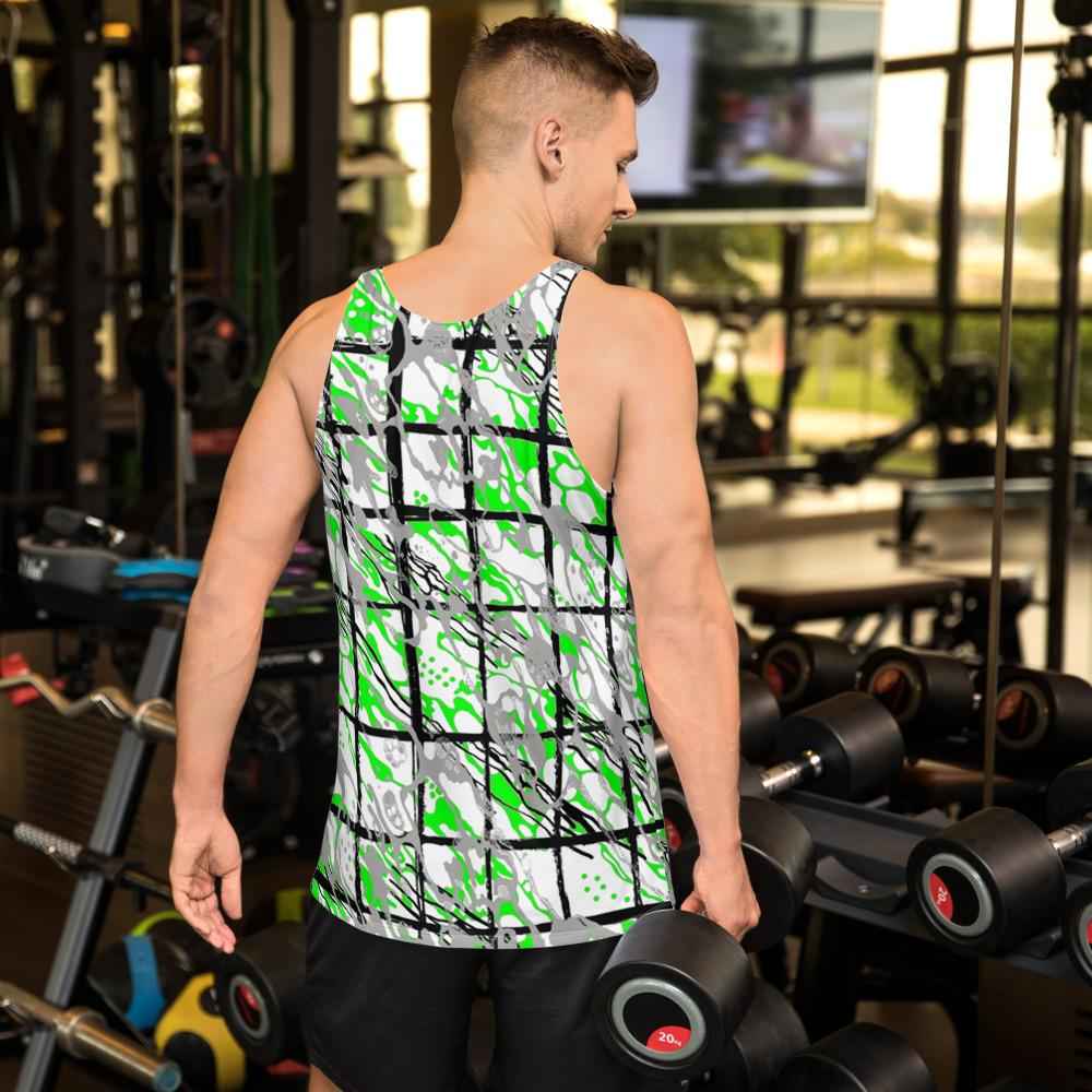 65 MCMLXV Men's Paint Splatter Camouflage Plaid Tank Top