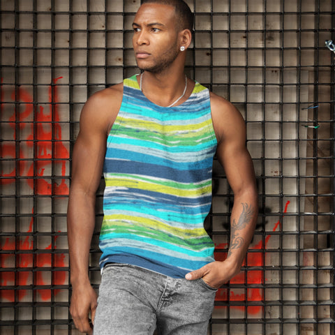 65 MCMLXV Men's Paintbrush Stripe Print Tank Top - 65mcmlxv
