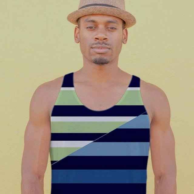 65 MCMLXV Men's Spliced Rugby Stripe Tank Top
