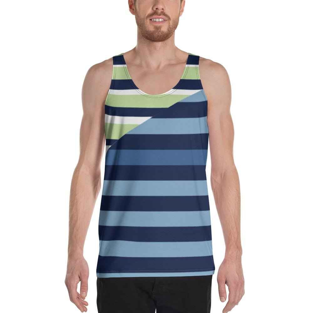 65 MCMLXV Men's Spliced Rugby Stripe Tank Top