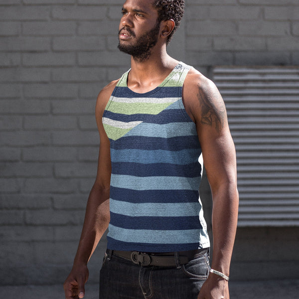 65 MCMLXV Men's Spliced Rugby Stripe Tank Top - 65mcmlxv