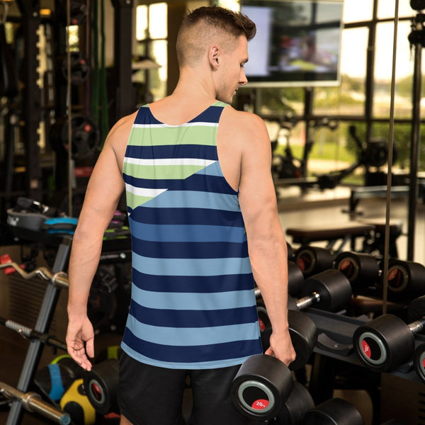 65 MCMLXV Men's Spliced Rugby Stripe Tank Top - 65mcmlxv