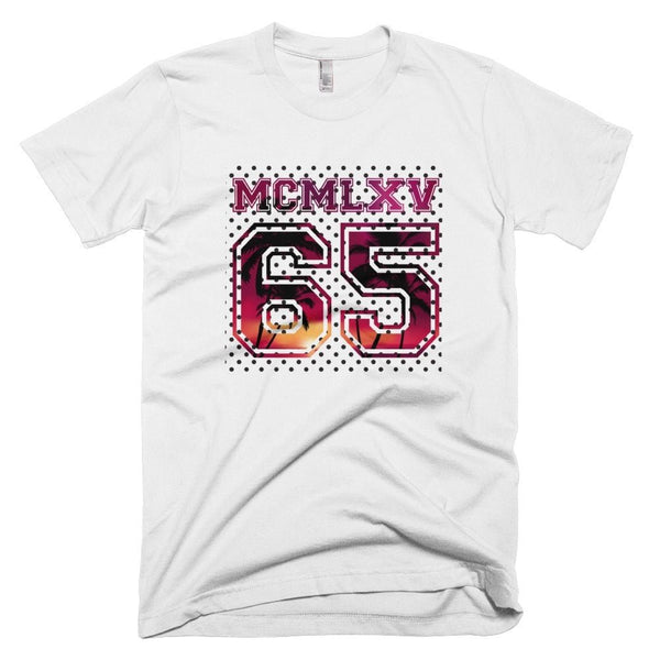 65 MCMLXV Men's Surf Sunset Varsity Logo Graphic T-Shirt - 65mcmlxv