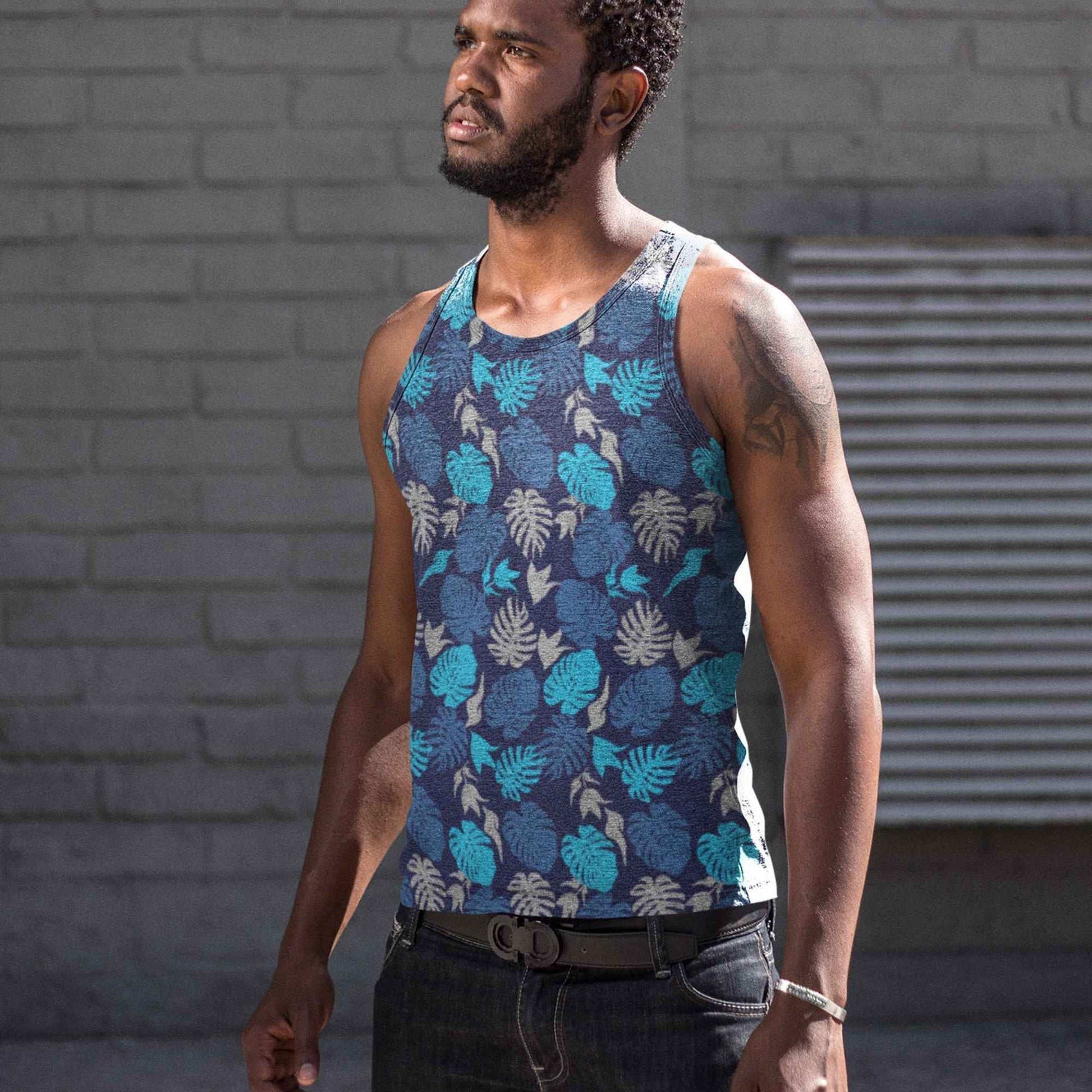 65 MCMLXV Men's Tropical Leaves Print Tank Top