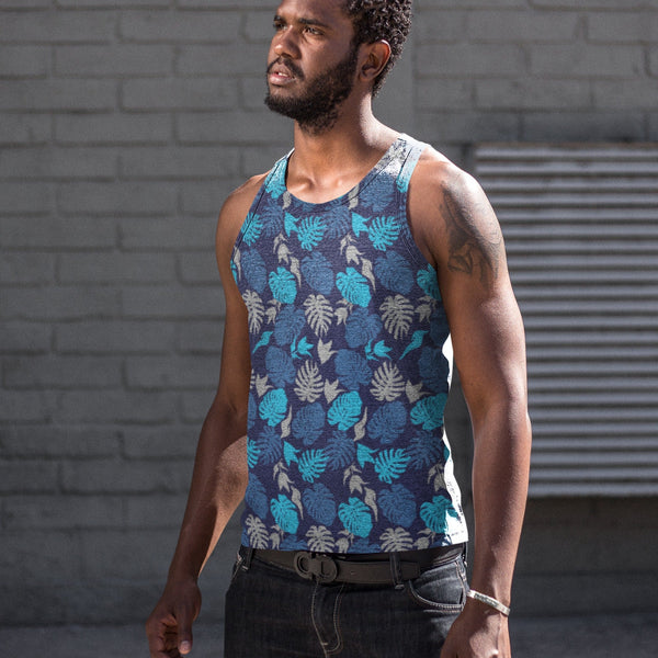 65 MCMLXV Men's Tropical Leaves Print Tank Top - 65mcmlxv