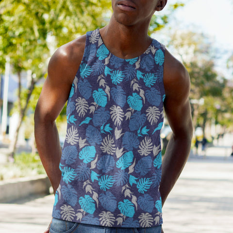 65 MCMLXV Men's Tropical Leaves Print Tank Top - 65mcmlxv