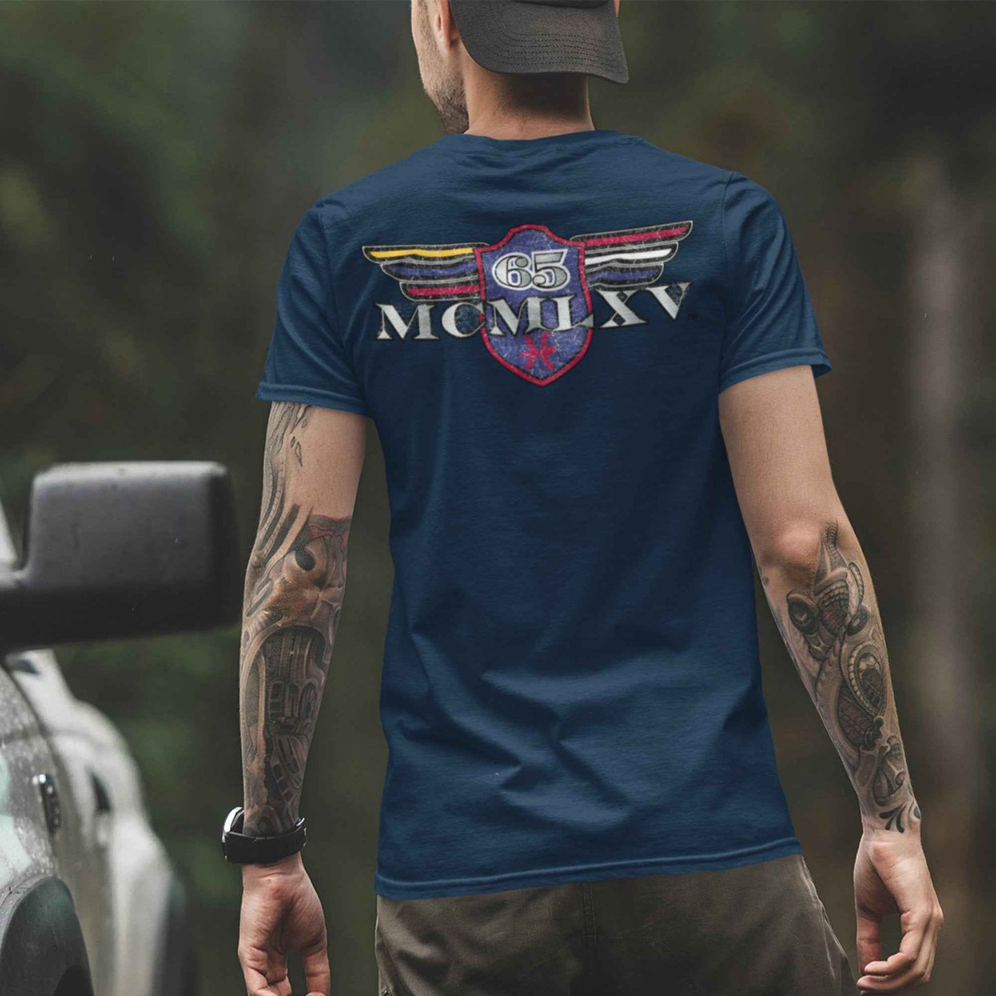 65 MCMLXV Men's Vintage Logo Graphic T-Shirt In Navy